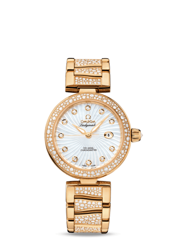 Omega LadyMatic Co-Axial 34 Yellow Gold / Diamond / MOP / Diamond Bracelet